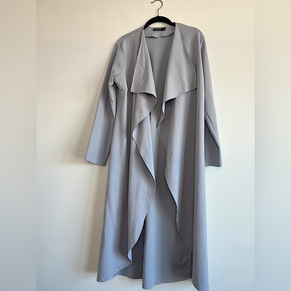 Boohoo Long Sleeve Duster Jacket Light Purple Gray Size M/L
